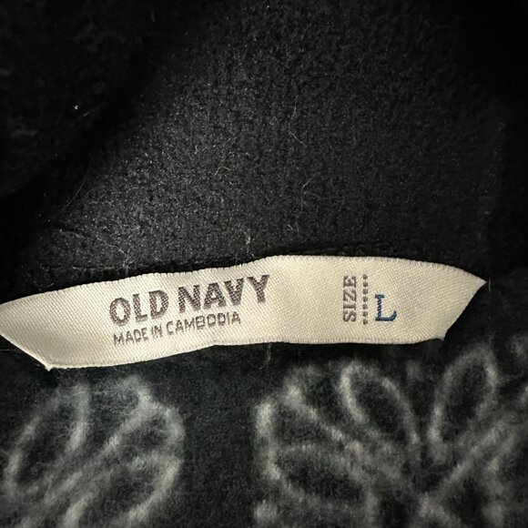 Old Navy Womens Black & White Fleece Full-Zip Jacket Floral Pattern Size L - Picture 4 of 7